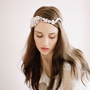 Hand wired Pearl and crystal flower headpiece